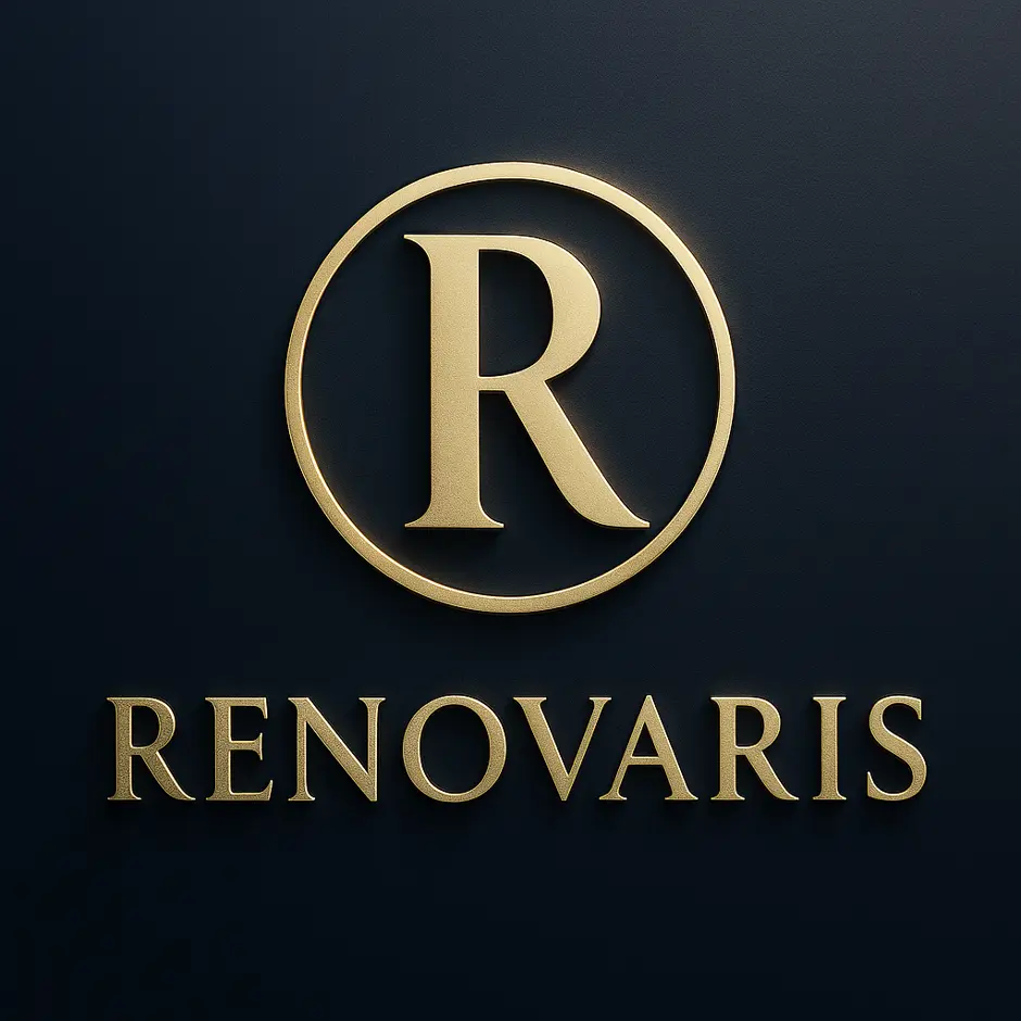 Logo RENOVARIS en dorado sobre fondo azul oscuro